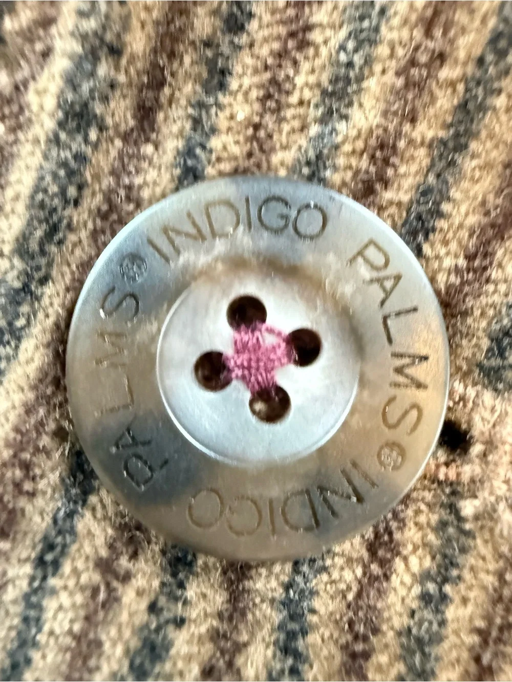 Y2K Vintage Indigo Palms Brown Corduroy Coat with Pink Lining Large